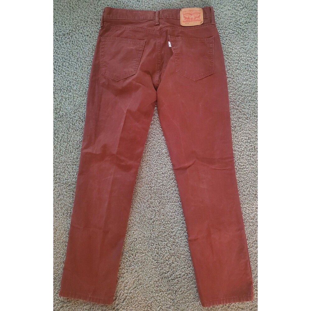Levi's 511 Slim Fit Men's Pants 33x30 Terracotta Burnt Orange Rust Red Cotton - Picture 2 of 16